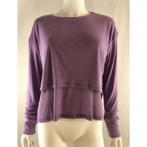 BODY Women's Sweatshirt Sweater Crop Top Long Sleeve Purple Round Neck Size M